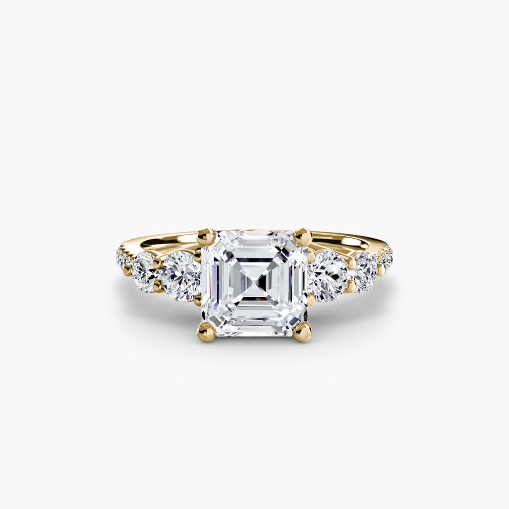 Lila Five Stone Ring with Pavé Band