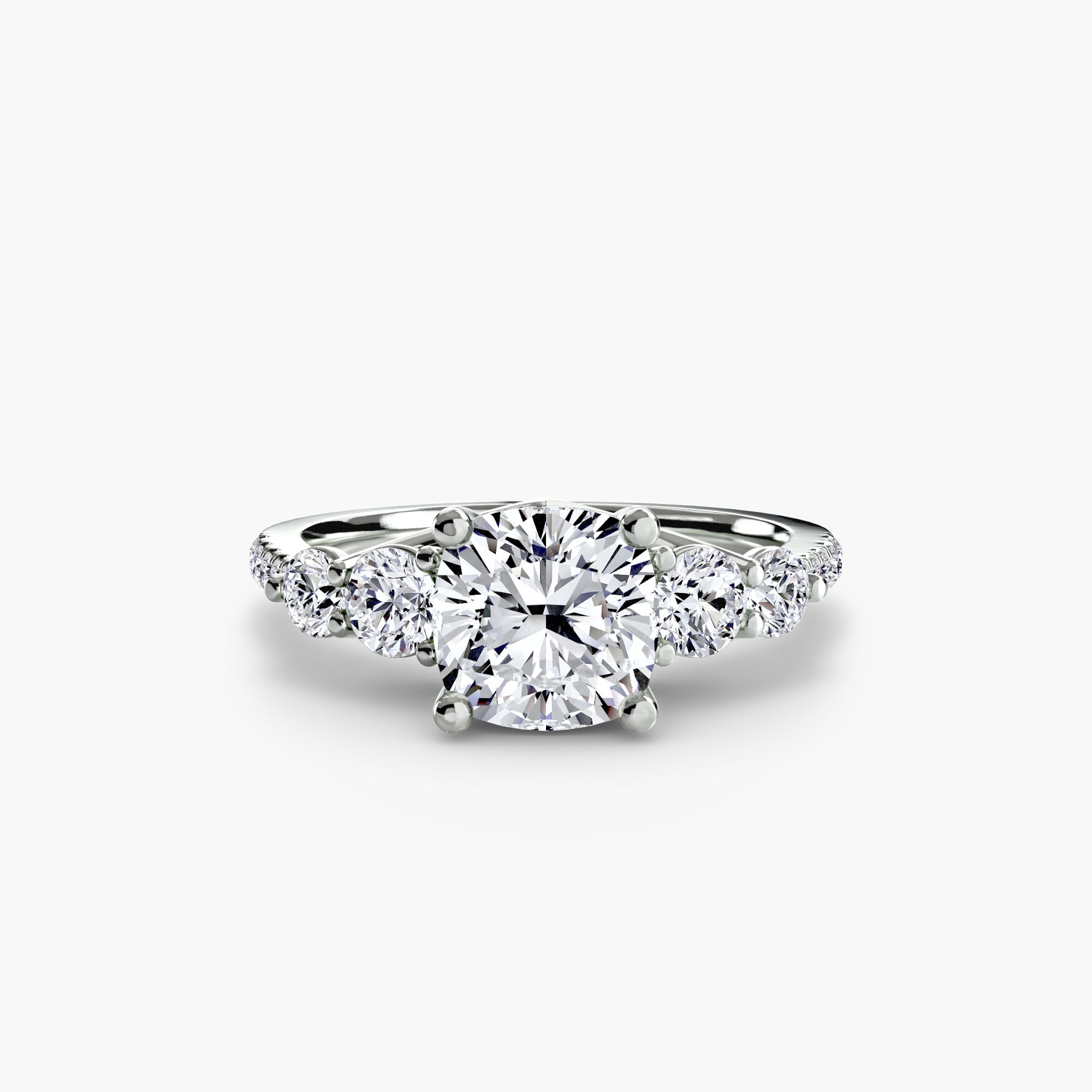 Lila Five Stone Ring with Pavé Band