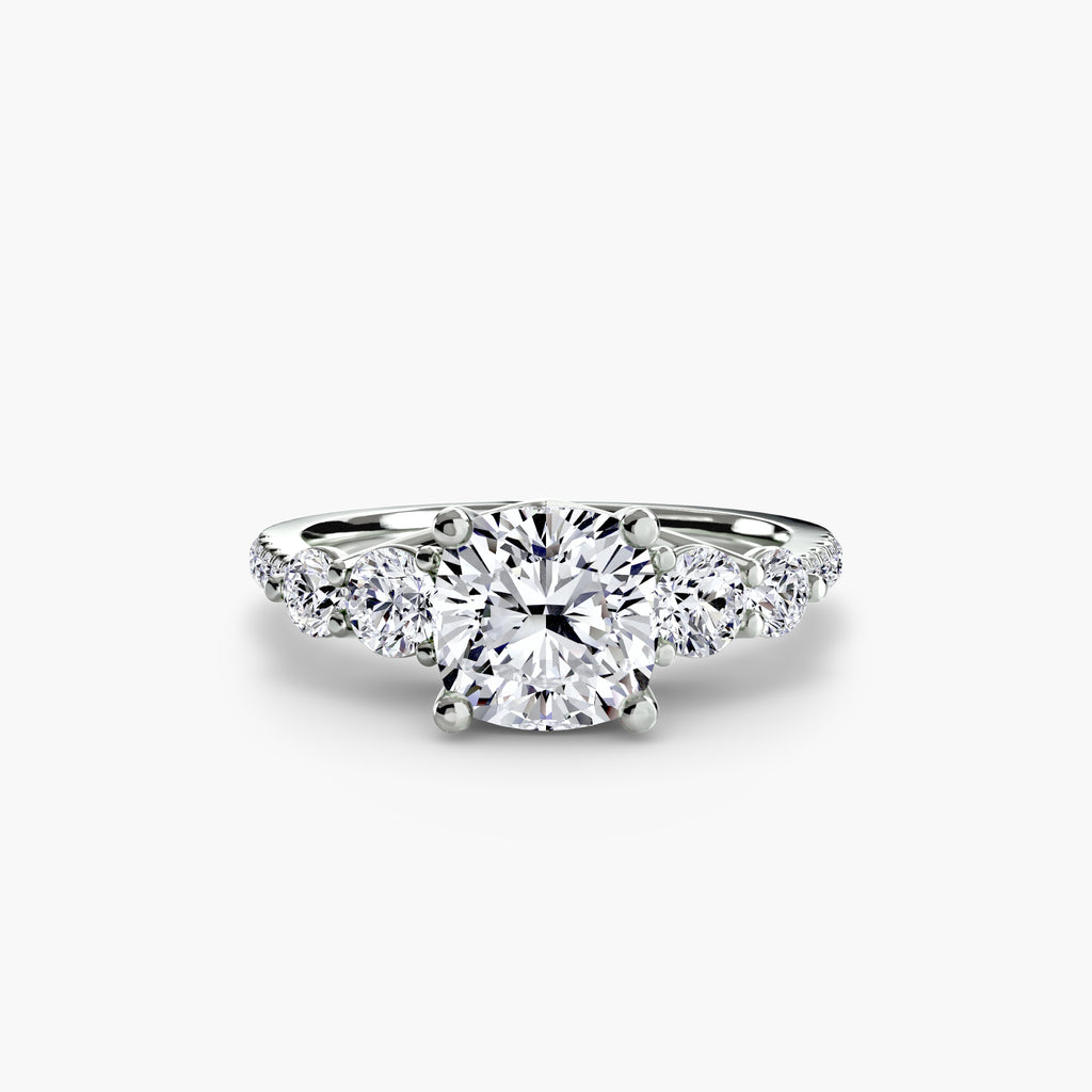 Lila Five Stone Ring with Pavé Band