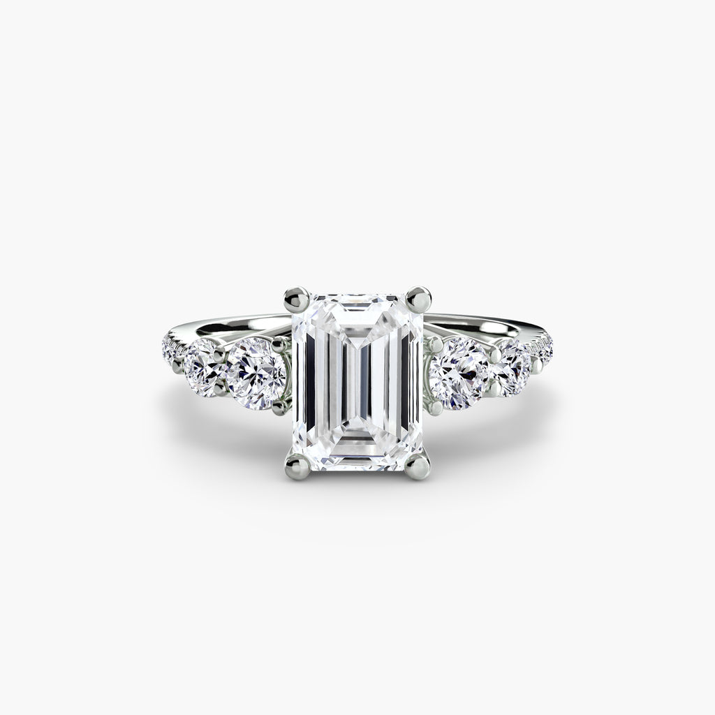 Lila Five Stone Ring with Pavé Band