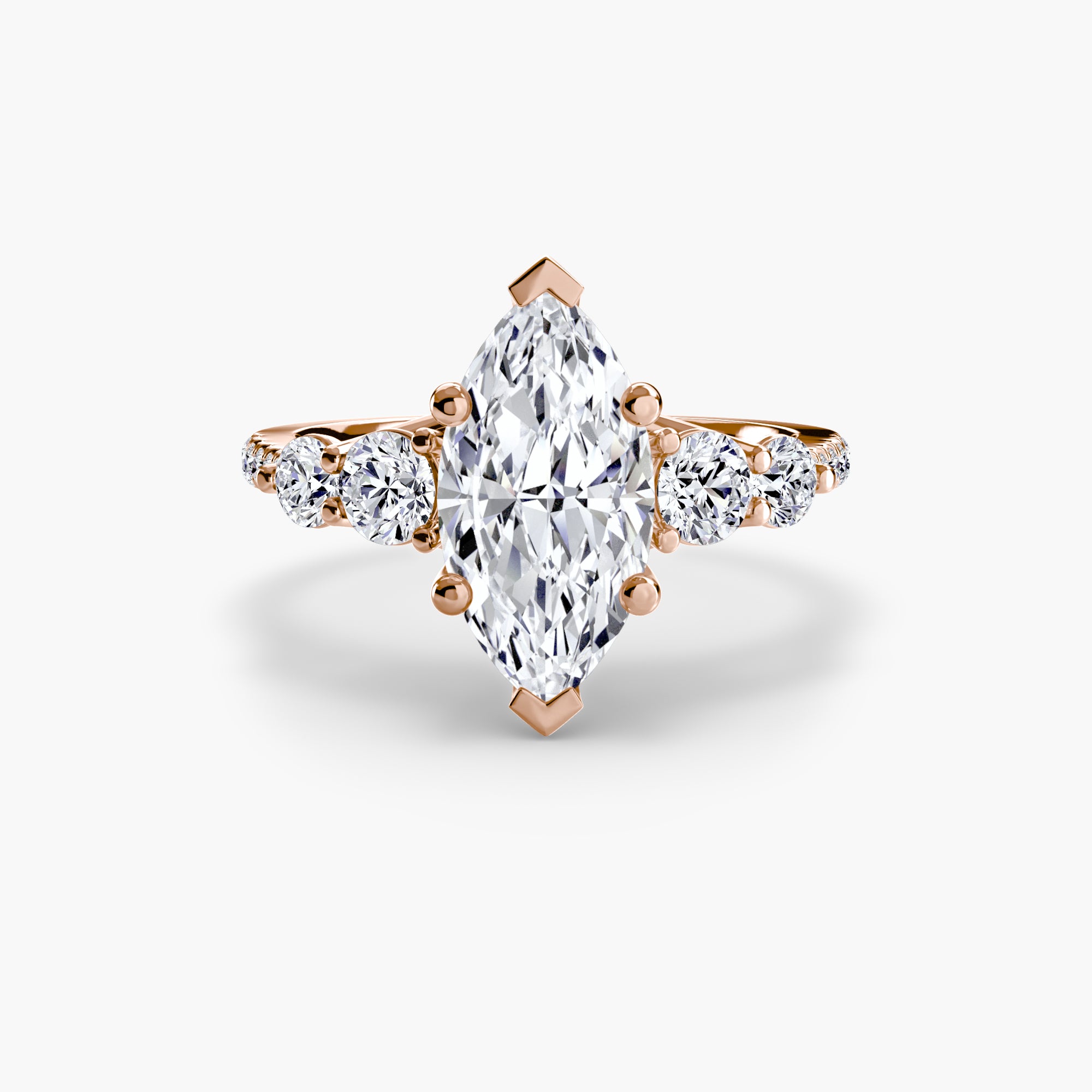 Lila Five Stone Ring with Pavé Band
