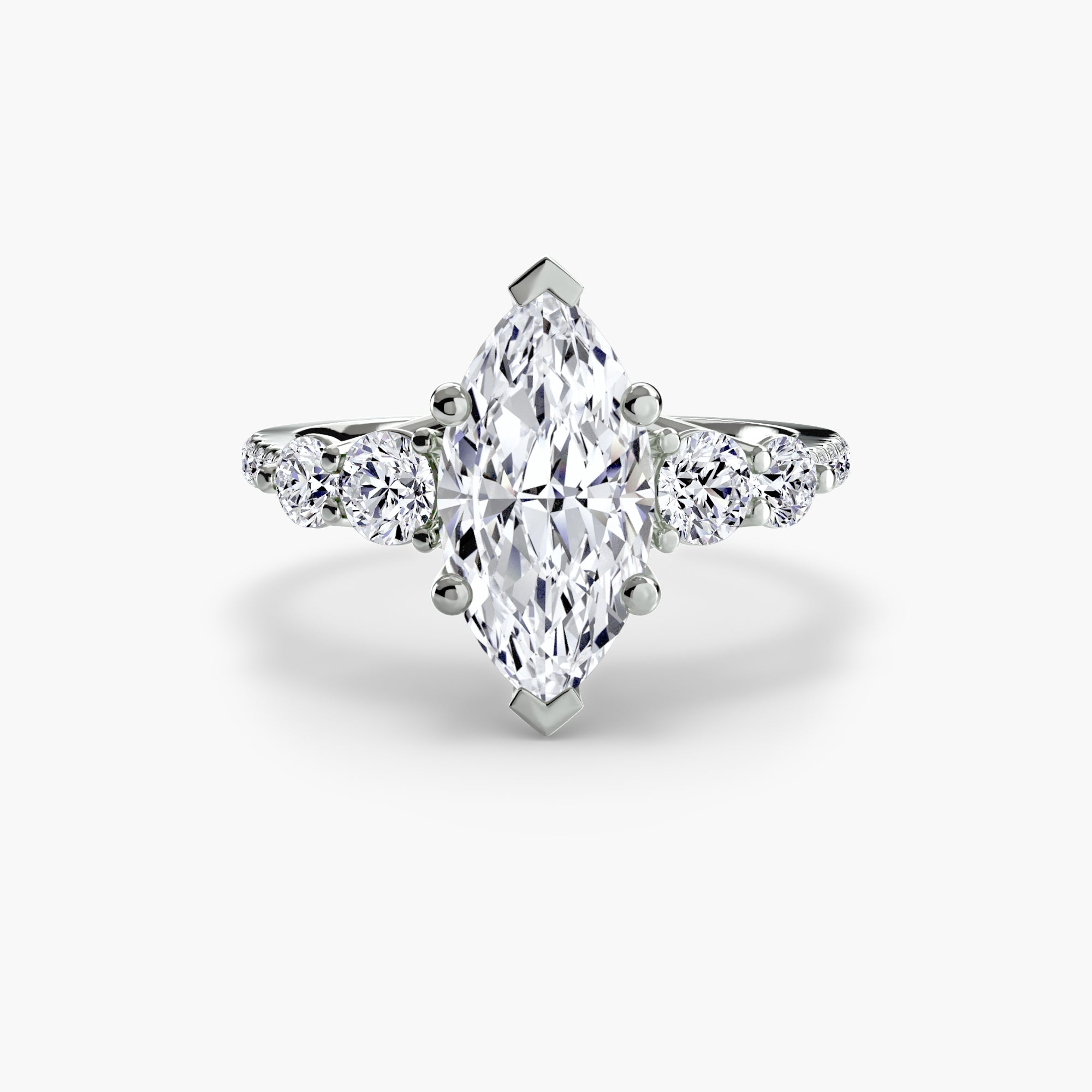 Lila Five Stone Ring with Pavé Band