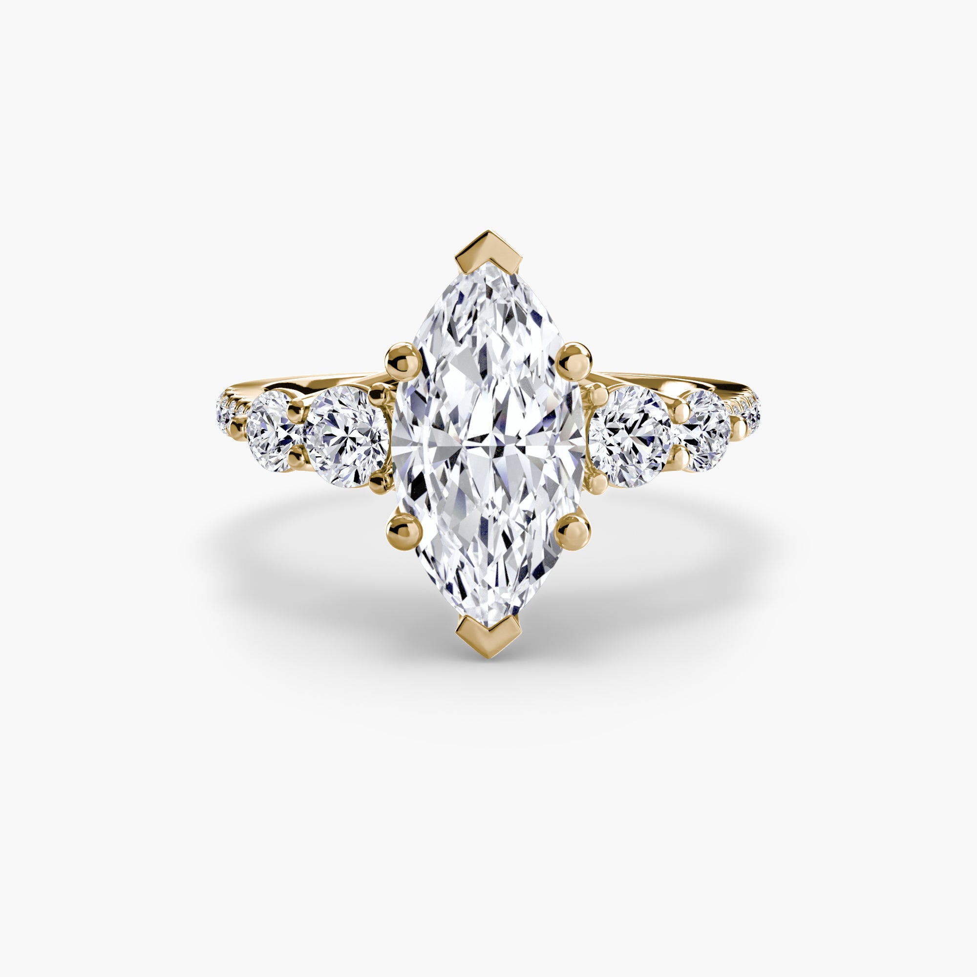 Lila Five Stone Ring with Pavé Band
