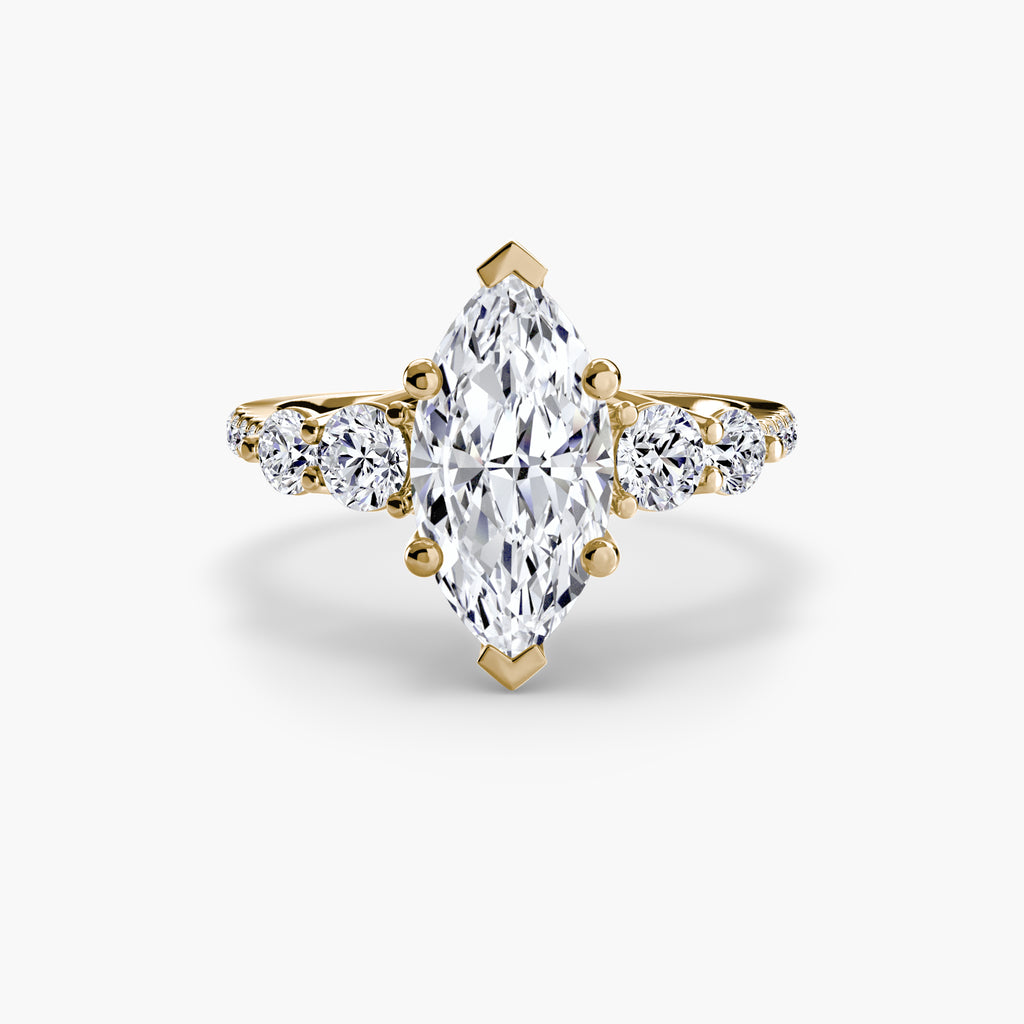 Lila Five Stone Ring with Pavé Band