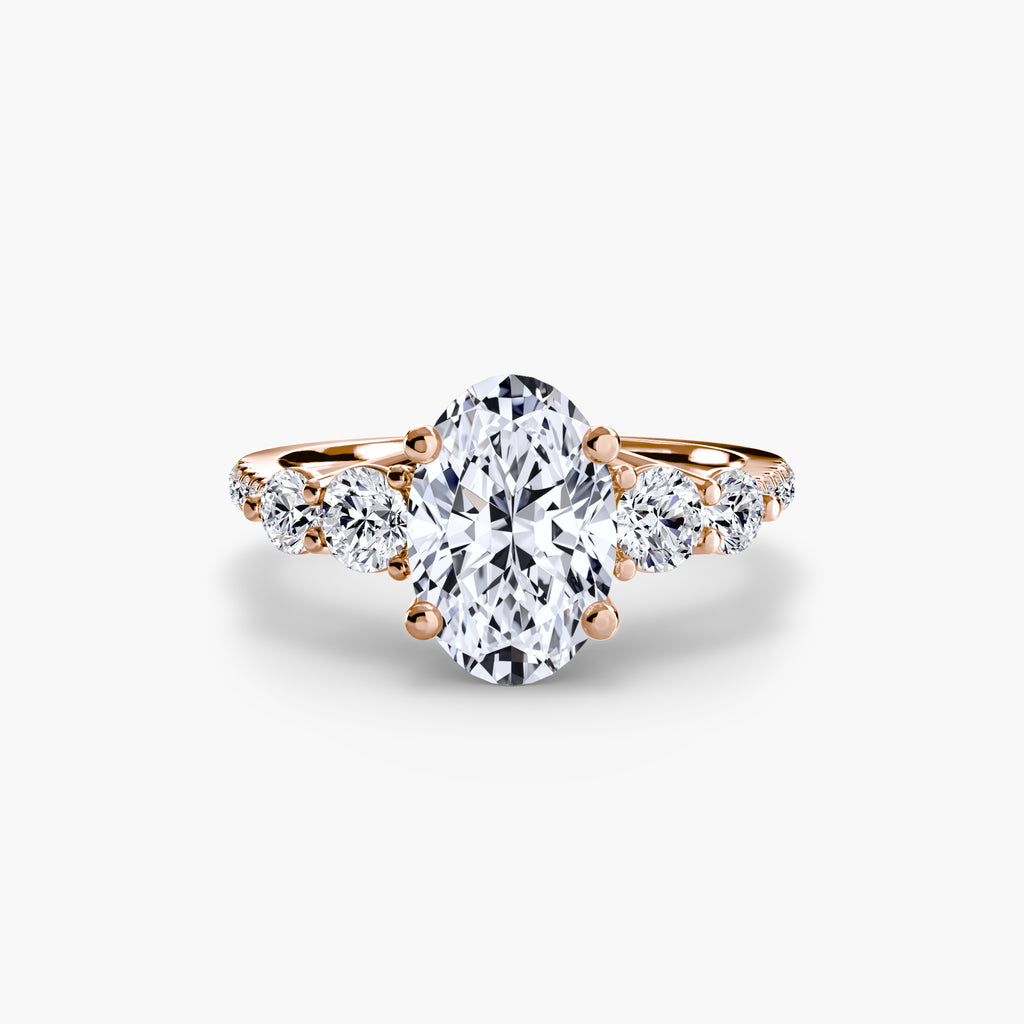 Lila Five Stone Ring with Pavé Band