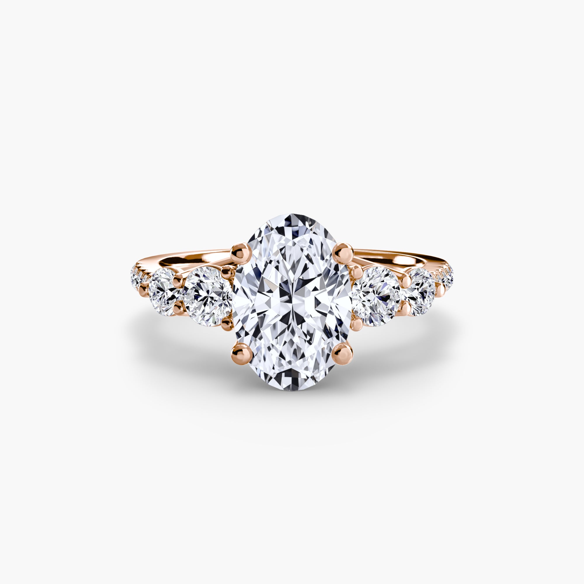 Lila Five Stone Ring with Pavé Band