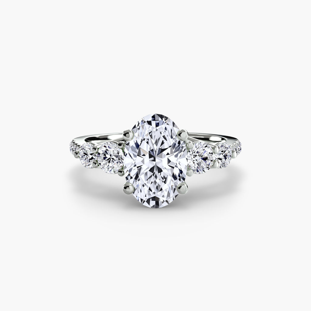 Lila Five Stone Ring with Pavé Band