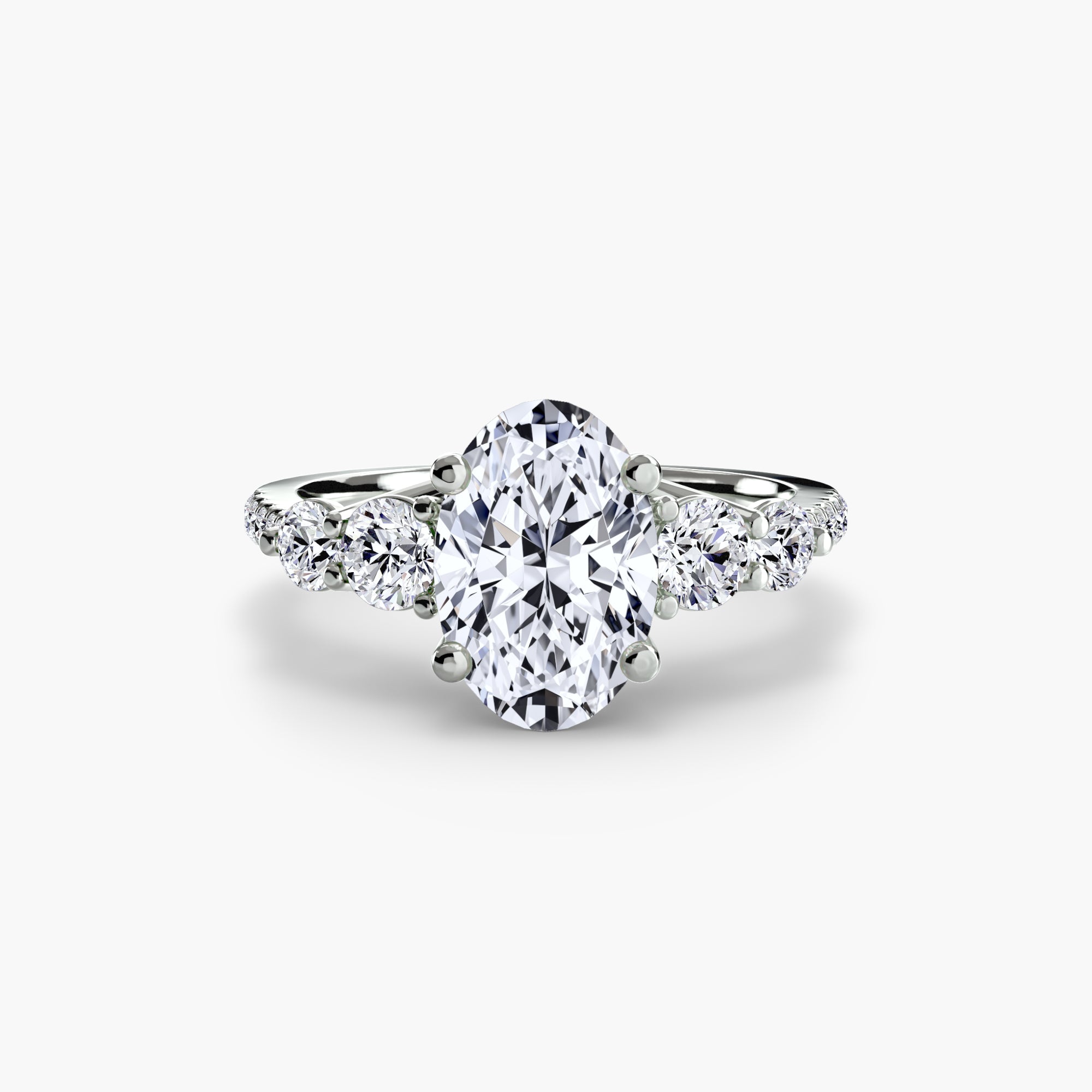 Lila Five Stone Ring with Pavé Band