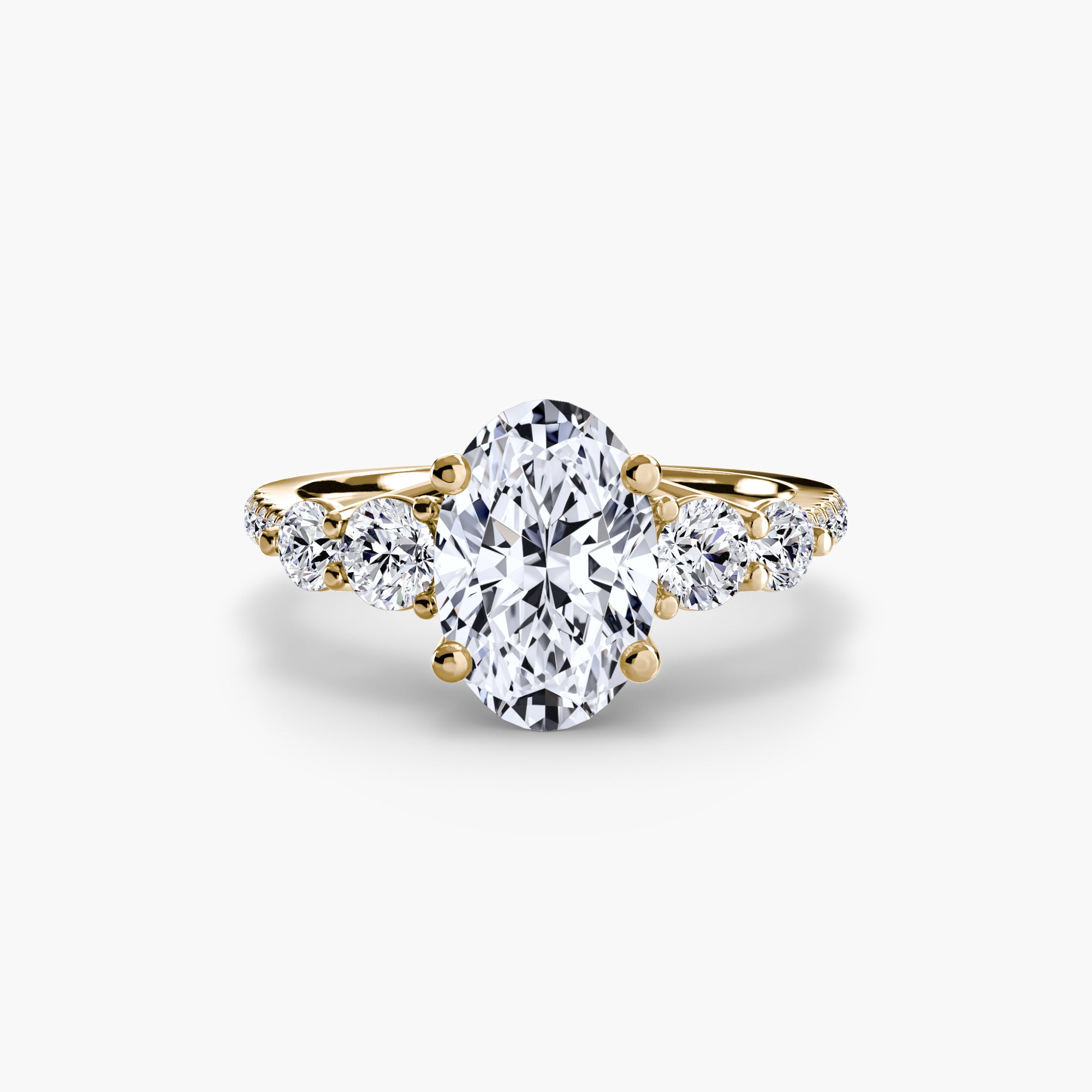 Lila Five Stone Ring with Pavé Band