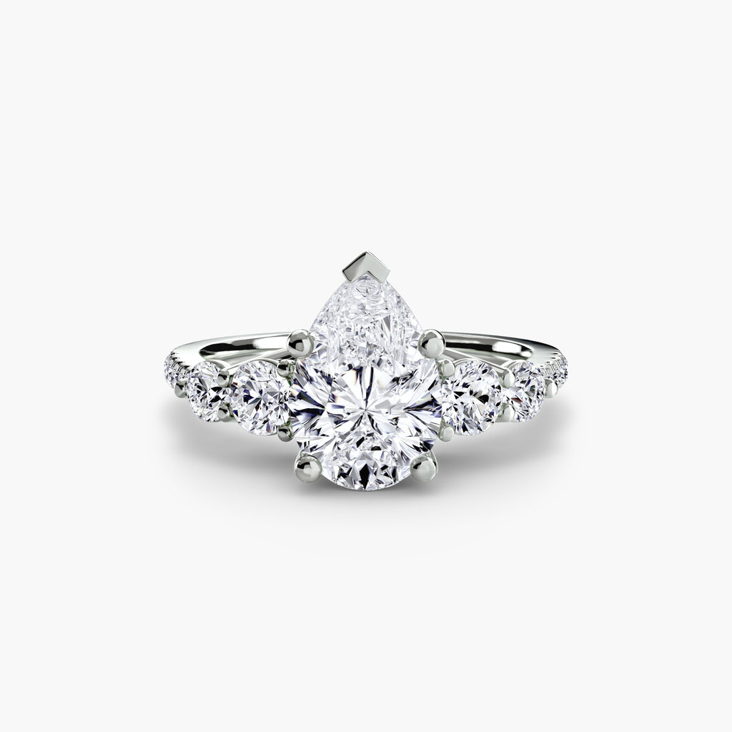 Lila Five Stone Ring with Pavé Band