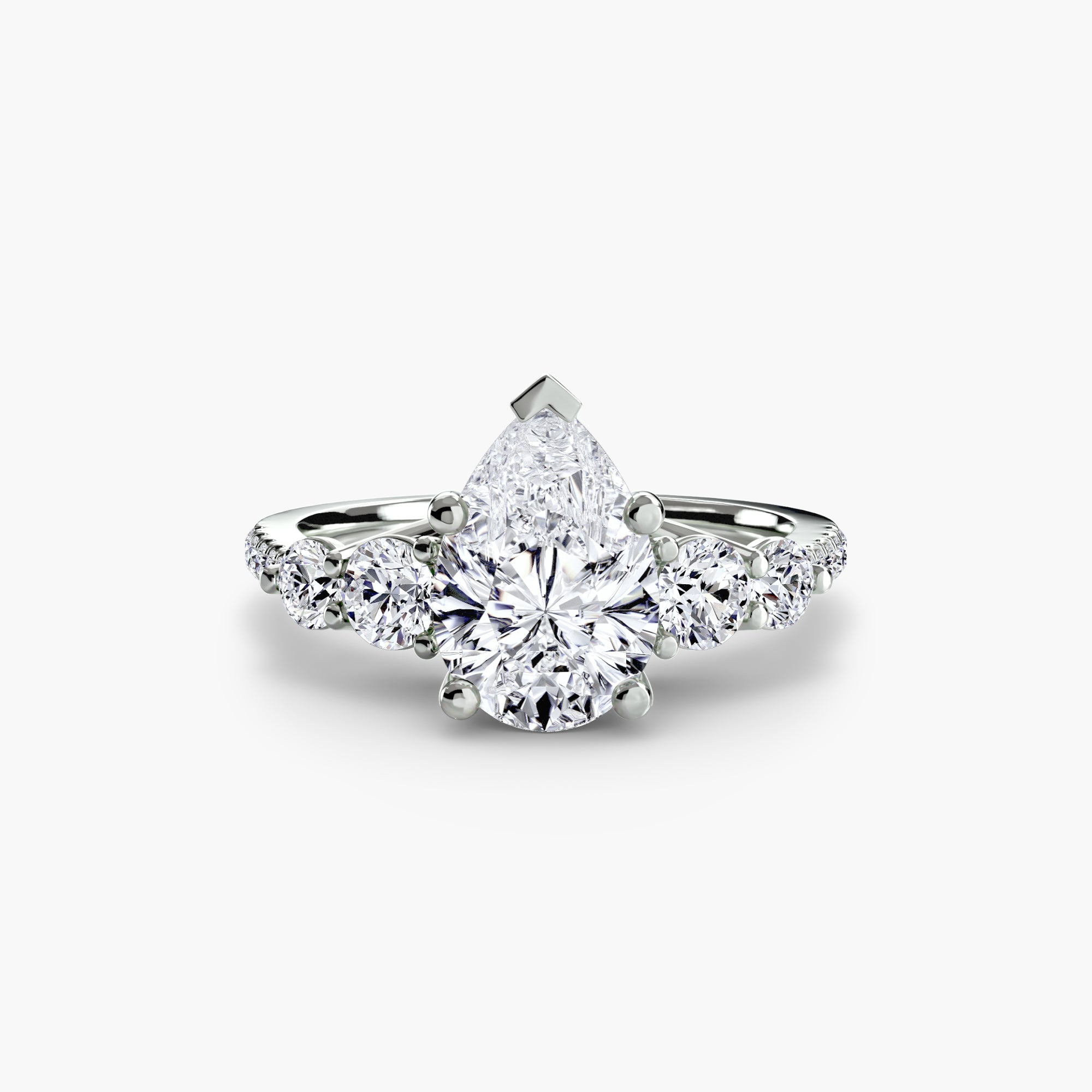 Lila Five Stone Ring with Pavé Band
