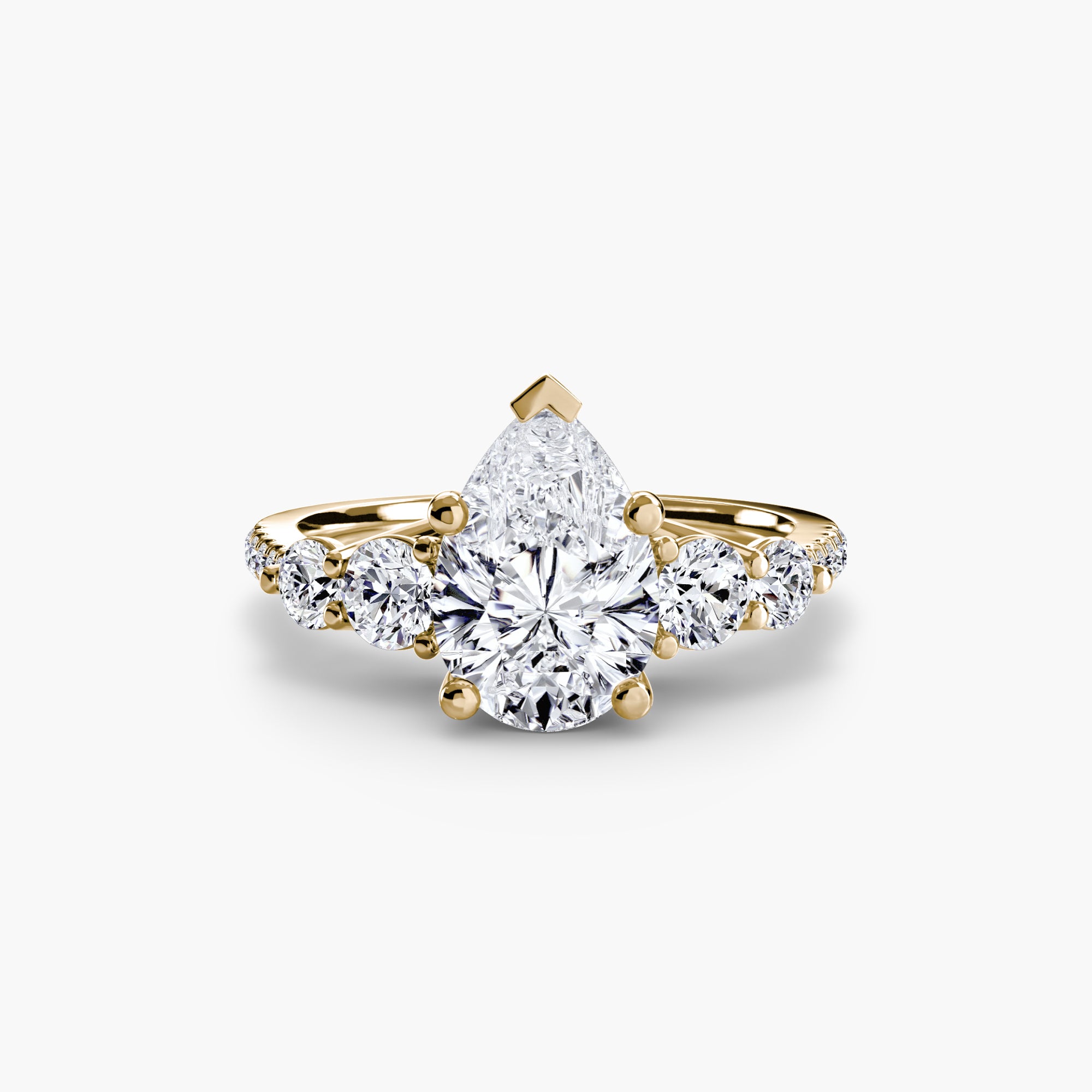 Lila Five Stone Ring with Pavé Band