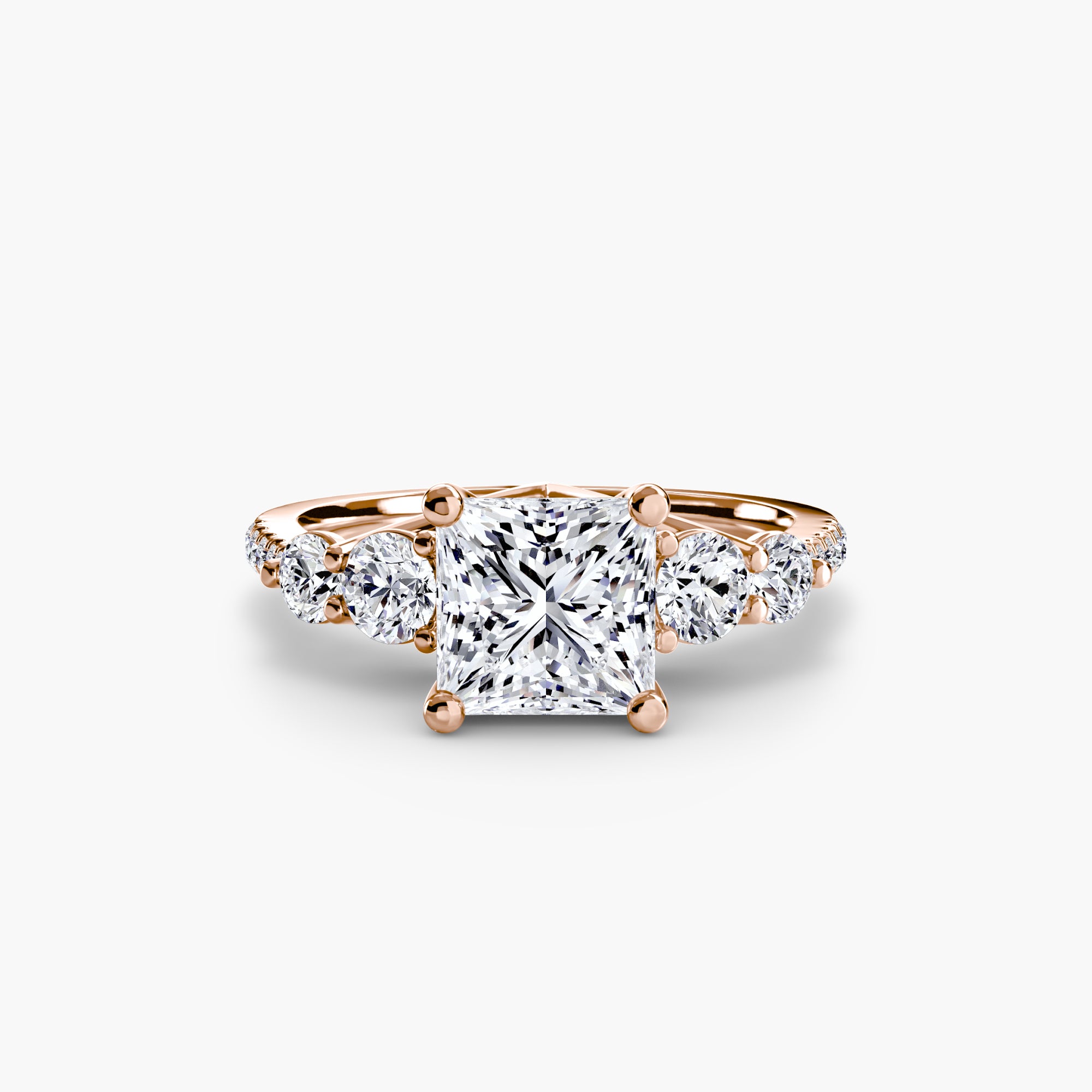 Lila Five Stone Ring with Pavé Band