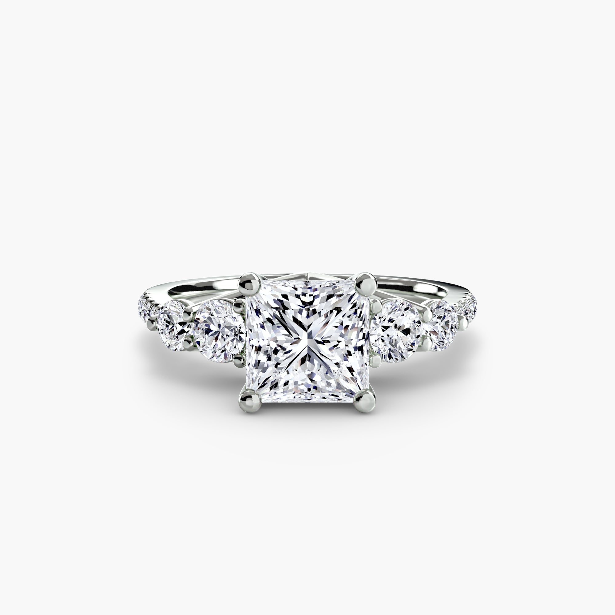 Lila Five Stone Ring with Pavé Band