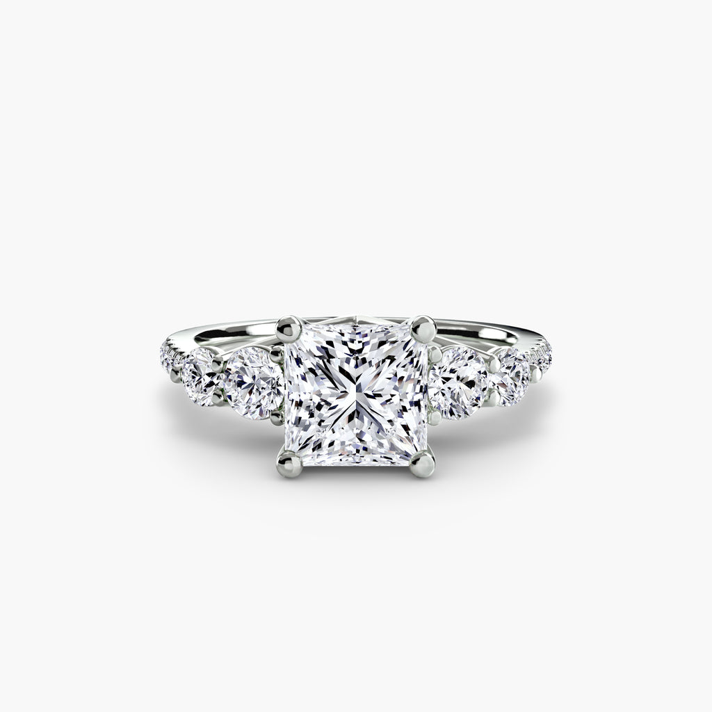Lila Five Stone Ring with Pavé Band