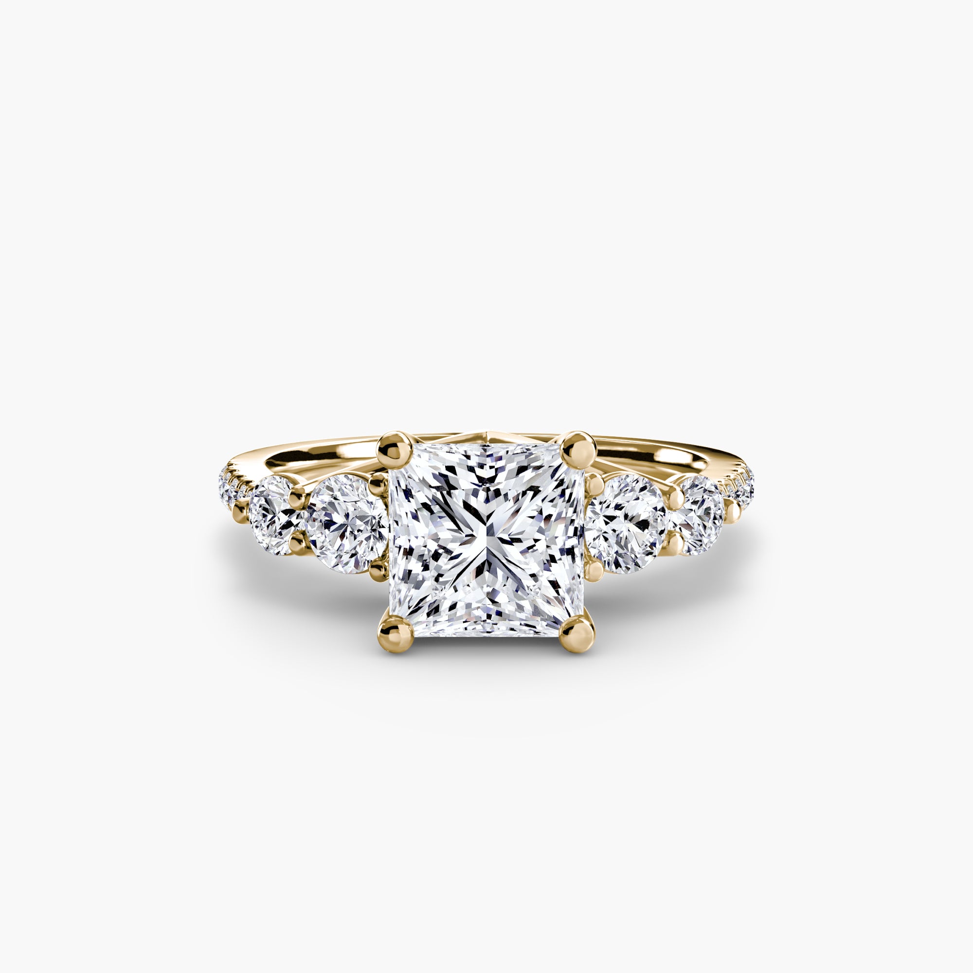 Lila Five Stone Ring with Pavé Band