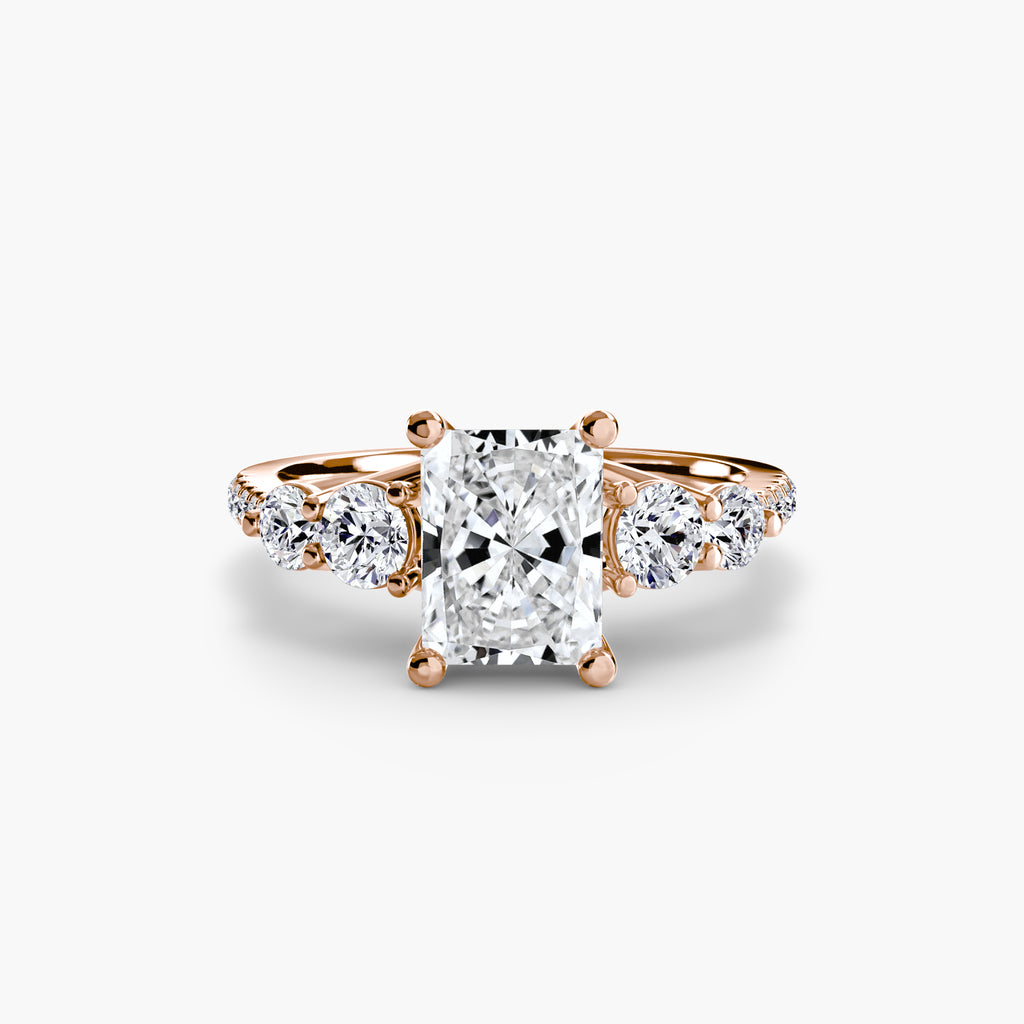 Lila Five Stone Ring with Pavé Band