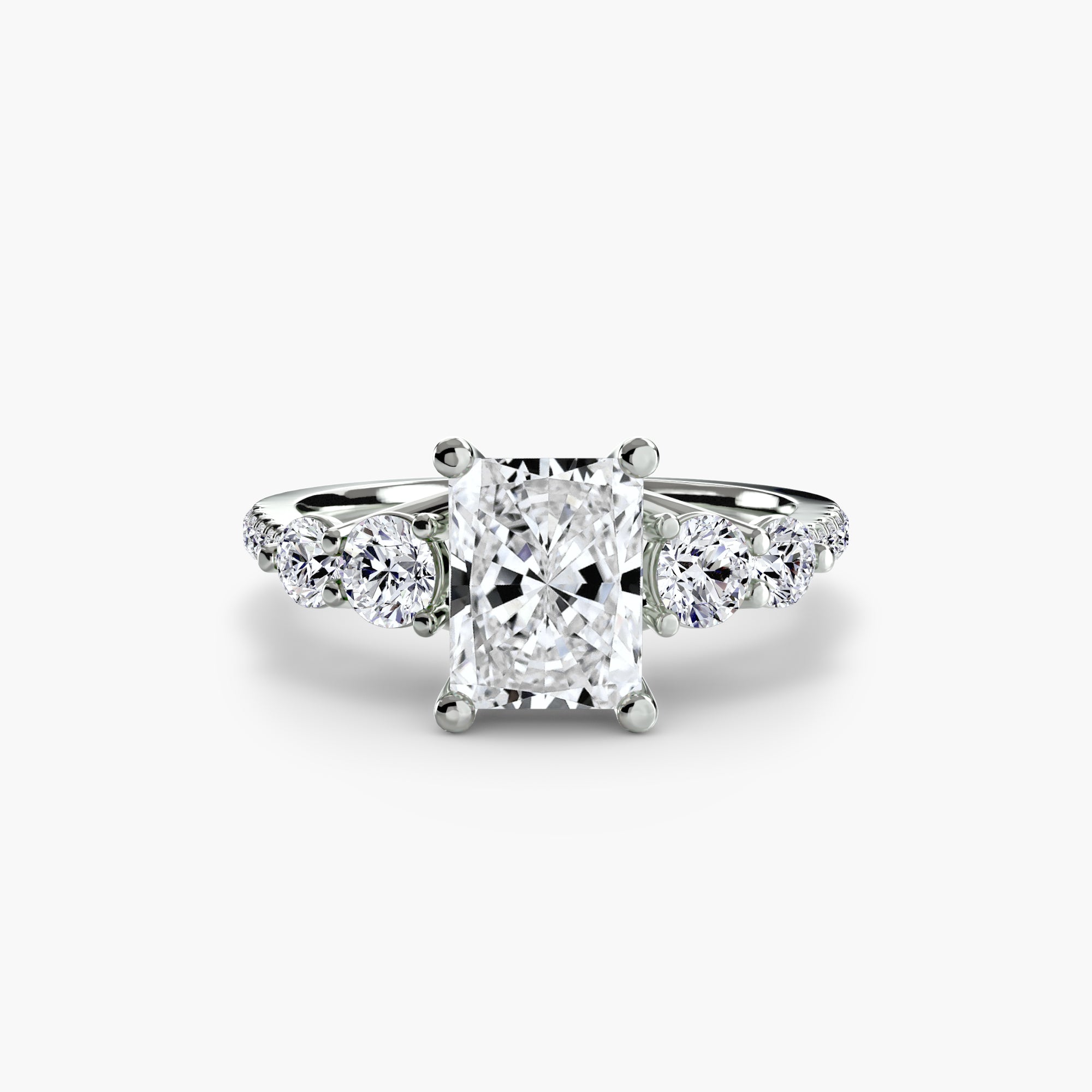 Lila Five Stone Ring with Pavé Band