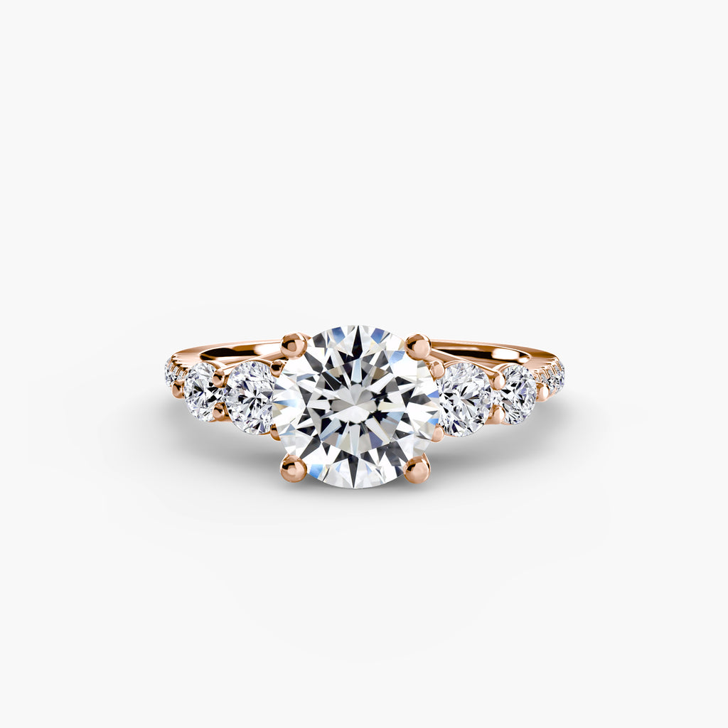Lila Five Stone Ring with Pavé Band