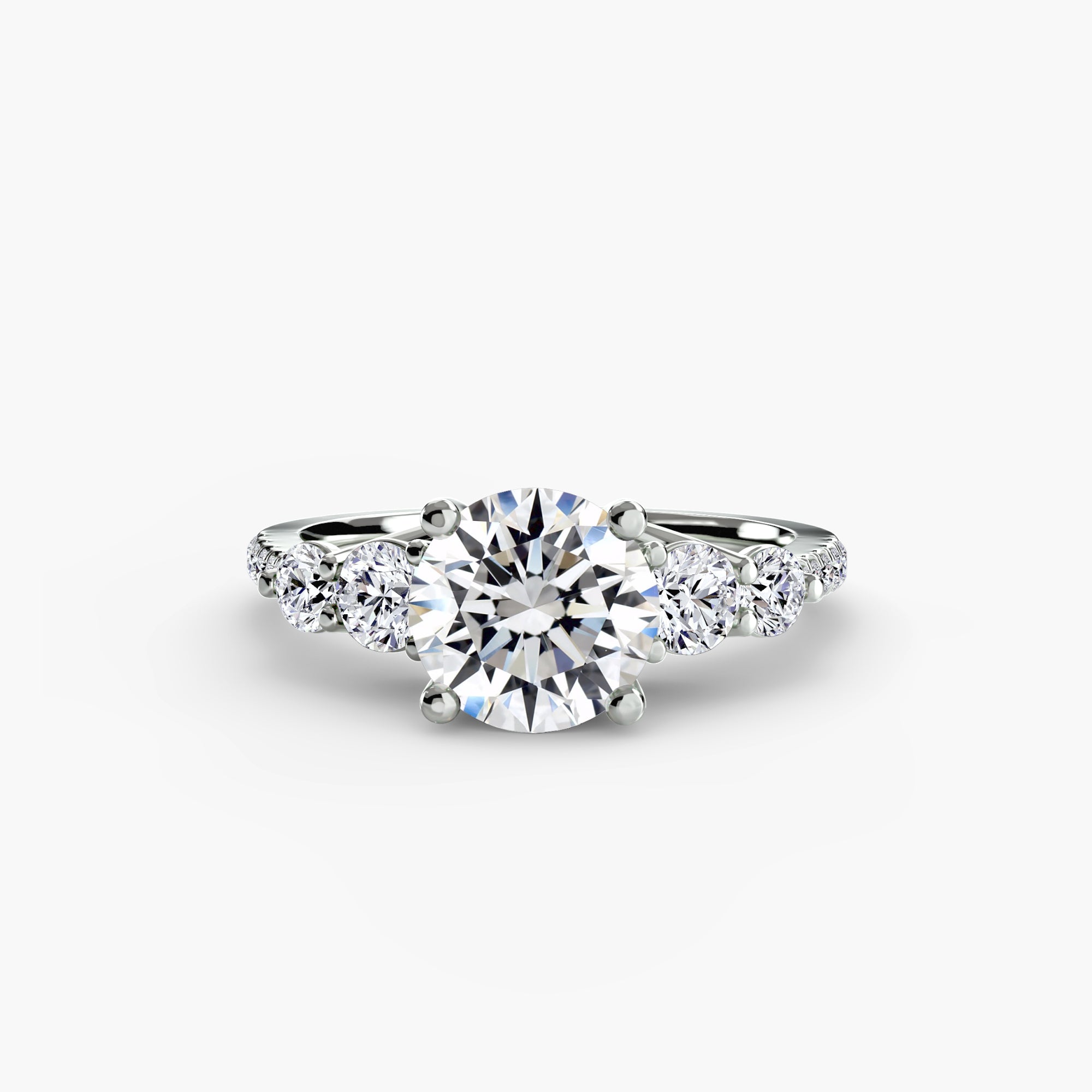 Lila Five Stone Ring with Pavé Band