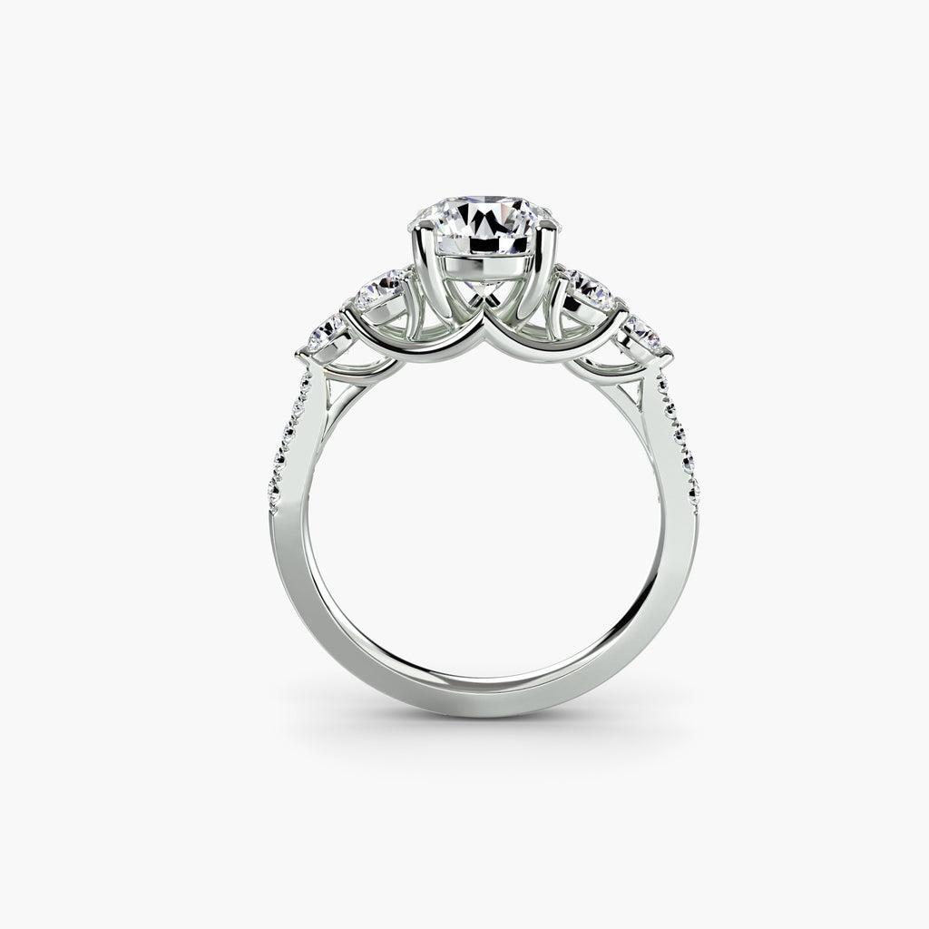 Lila Five Stone Ring with Pavé Band