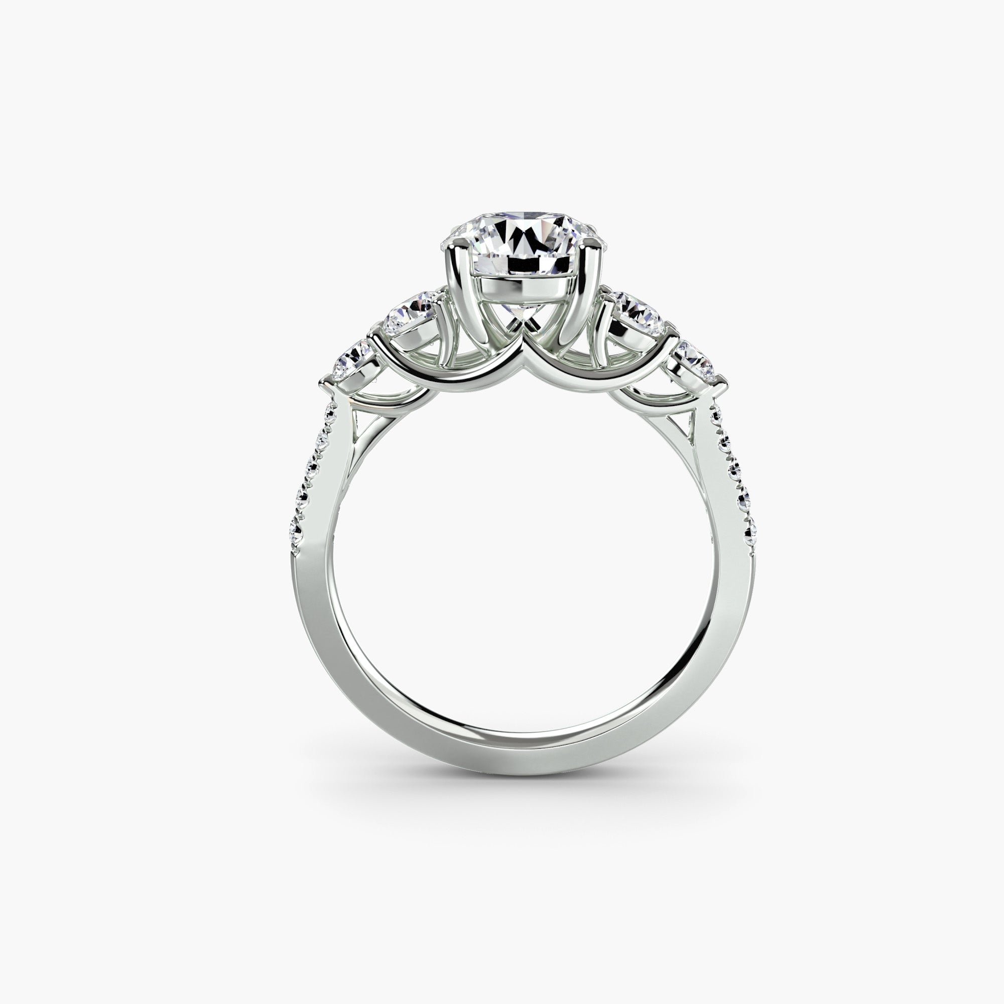 Lila Five Stone Ring with Pavé Band