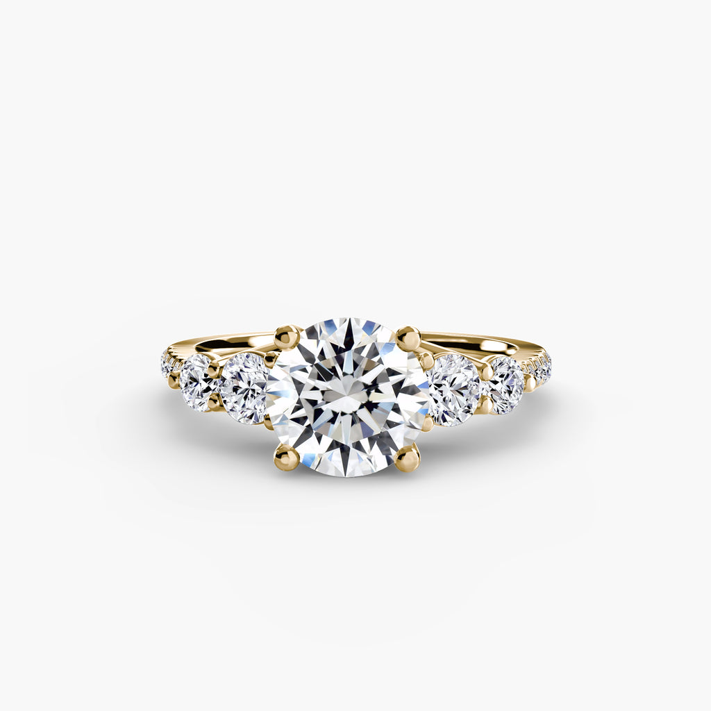 Lila Five Stone Ring with Pavé Band