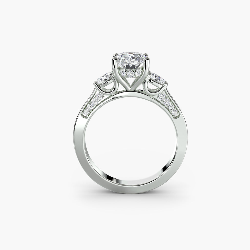 Vivienne Three Stone with Pavé Shoulders