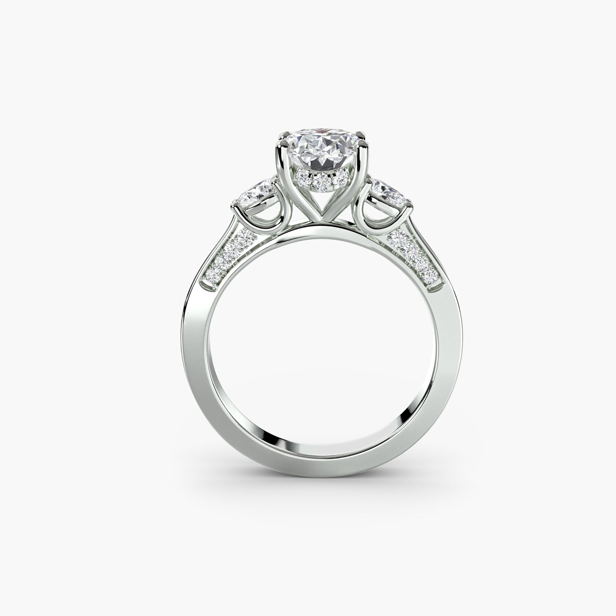 Vivienne Three Stone with Pavé Shoulders